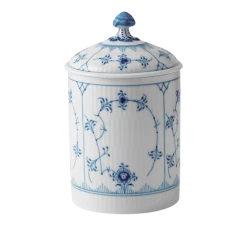 Royal Copenhagen Musselmalt Riflet Krukke Med Lokk 16cm