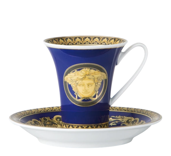 Versace Medusa Blå Kaffekopp Med Skål 18 Cl 3 Versace Medusa Blå Kaffekopp Med Skål 18 Cl