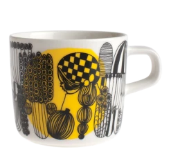 Marimekko Oiva Siirtolapuutarha Kaffekopp 2 Dl Hvit Sort Gul