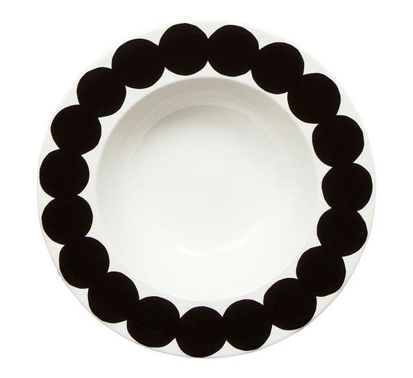 Marimekko Räsymatto Tallerken Dyp Hvit Sort 3 Marimekko Räsymatto Tallerken Dyp Hvit Sort