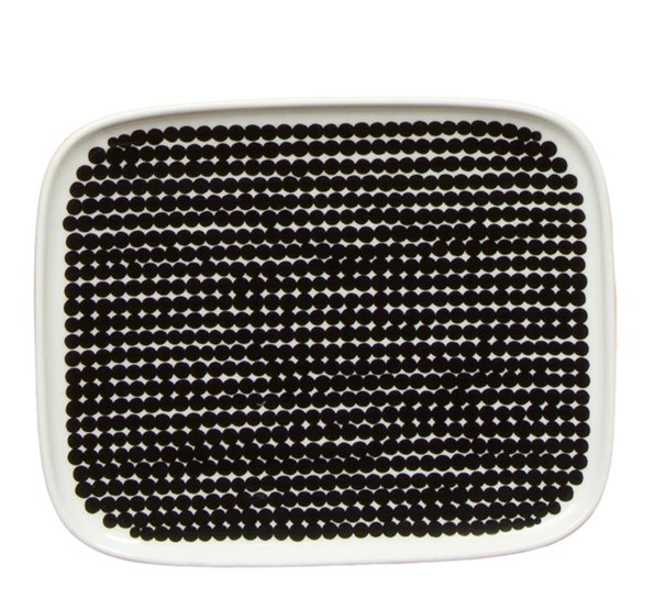 Marimekko Oiva Räsymatto Asjett 15x12 Cm Hvit Sort 3 Marimekko Oiva Räsymatto Asjett 15x12 Cm Hvit Sort