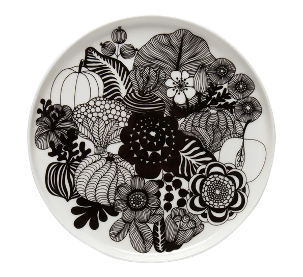 Marimekko Oiva Siirtolapuutarha Asjett 20 Cm Hvit Sort 3 Marimekko Oiva Siirtolapuutarha Asjett 20 Cm Hvit Sort