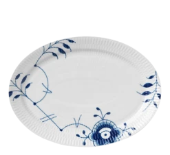 Royal Copenhagen Blå Mega Riflet Tallerken Oval 28 Cm
