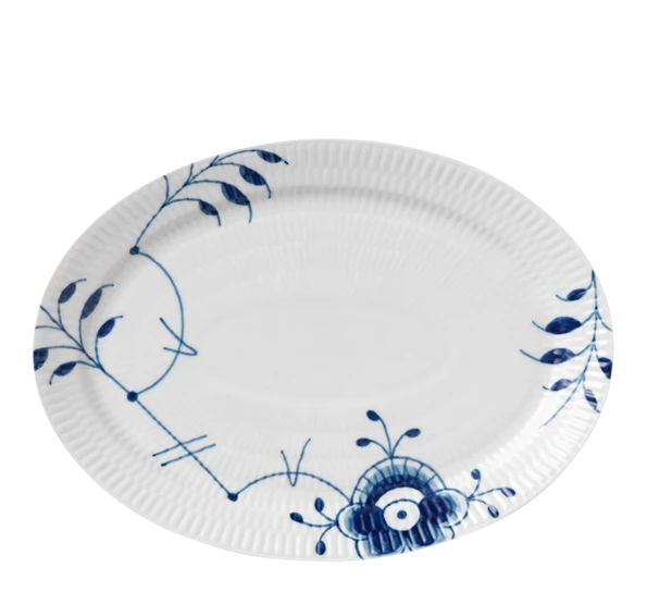Royal Copenhagen Blå Mega Riflet Tallerken Oval 28 Cm 3 Royal Copenhagen Blå Mega Riflet Tallerken Oval 28 Cm