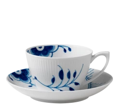 Royal Copenhagen Blå Mega Riflet Tekopp Med Skål 28 Cl