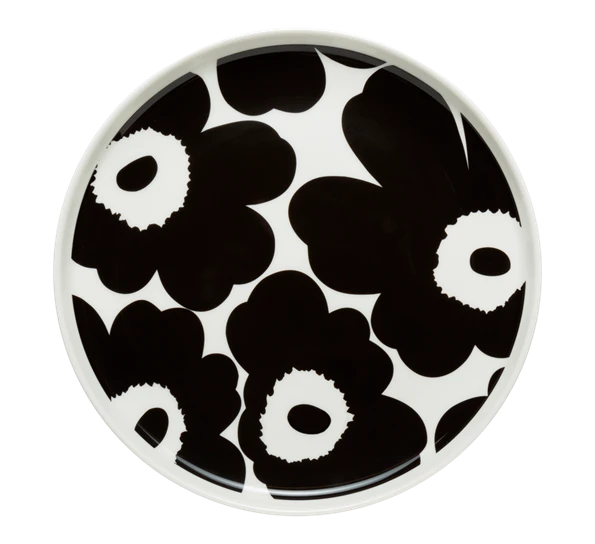 Marimekko Oiva Unikko Asjett 20 Cm Hvit Sort 3 Marimekko Oiva Unikko Asjett 20 Cm Hvit Sort