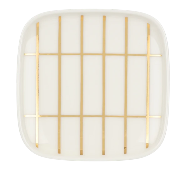 Marimekko Tiiliskivi Asjett 10x10 Cm Hvit Gull 3 Marimekko Tiiliskivi Asjett 10x10 Cm Hvit Gull