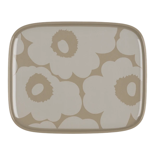 Marimekko Oiva Unikko Asjett 15x12 Cm Hvit Beige 3 Marimekko Oiva Unikko Asjett 15x12 Cm Hvit Beige