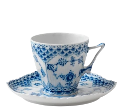 Royal Copenhagen Musselmalt Helblonde Kaffekopp Med Skål 14 Cl