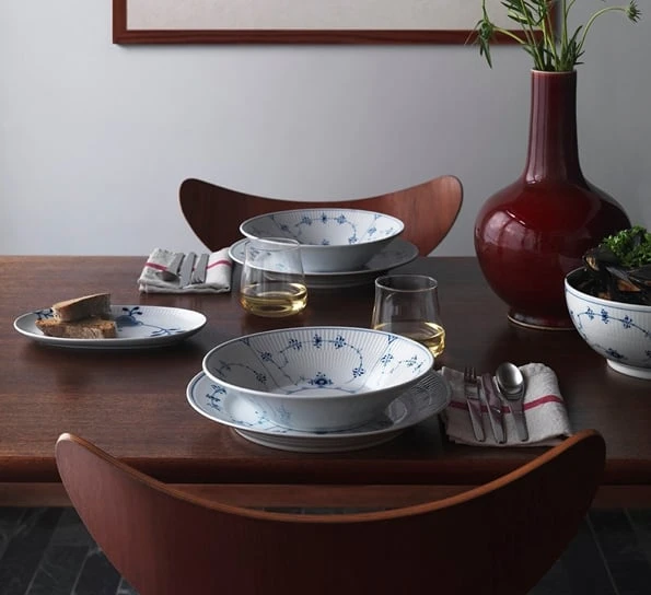 Royal Copenhagen Musselmalt Riflet Tallerken Dyp 24 Cm 4 Royal Copenhagen Musselmalt Riflet Tallerken Dyp 24 Cm - Bilde 2