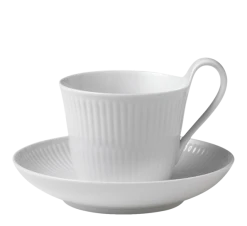 Royal Copenhagen Hvit Riflet Kaffekopp Med Skål 25 Cl