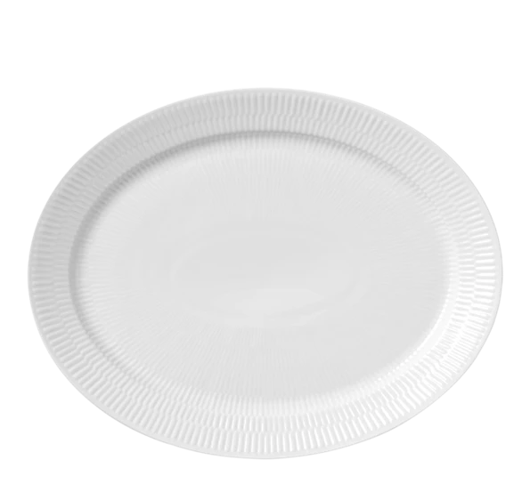 Royal Copenhagen Hvit Riflet Tallerken Oval 33 Cm 3 Royal Copenhagen Hvit Riflet Tallerken Oval 33 Cm