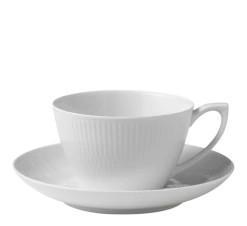 Royal Copenhagen Hvit Riflet Tekopp Med Skål 27 Cl