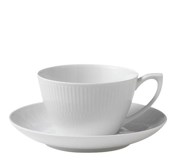 Royal Copenhagen Hvit Riflet Tekopp Med Skål 27 Cl 3 Royal Copenhagen Hvit Riflet Tekopp Med Skål 27 Cl