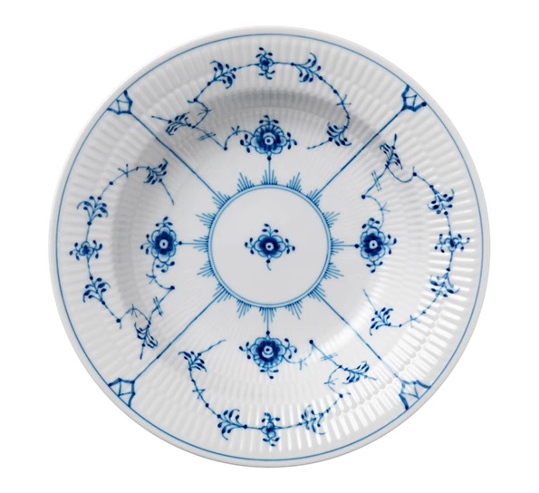 Royal Copenhagen Musselmalt Riflet Tallerken Dyp 21 Cm 3 Royal Copenhagen Musselmalt Riflet Tallerken Dyp 21 Cm