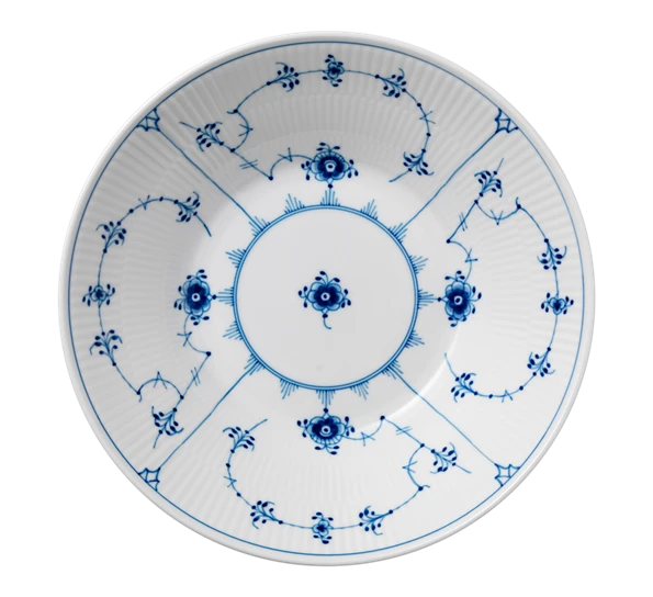 Royal Copenhagen Musselmalt Riflet Tallerken Dyp 24 Cm 3 Royal Copenhagen Musselmalt Riflet Tallerken Dyp 24 Cm