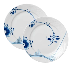 Royal Copenhagen Blå Mega Riflet Tallerken 22 Cm Dekor 2 2-pk