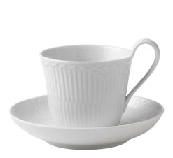 Royal Copenhagen Hvit Halvblonde Kaffekopp Med Skål 25 Cl