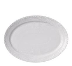 Royal Copenhagen Hvit Halvblonde Tallerken Oval 28 Cm