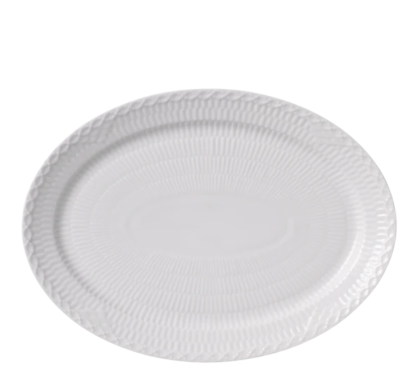 Royal Copenhagen Hvit Halvblonde Tallerken Oval 28 Cm 3 Royal Copenhagen Hvit Halvblonde Tallerken Oval 28 Cm