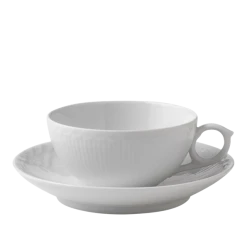 Royal Copenhagen Hvit Halvblonde Tekopp Med Skål 20 Cl