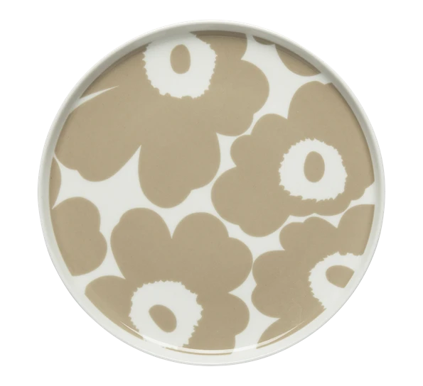 Marimekko Oiva Unikko Asjett 20 Cm Hvit Beige 3 Marimekko Oiva Unikko Asjett 20 Cm Hvit Beige